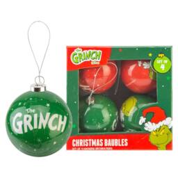 VFM e-Store Grinch Christmas Baubles Set Tree Decoration 7.5cm x 7.5cm Multi X 1 - Size: 7.5 cm x 7.5 cm