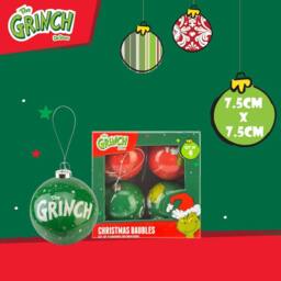VFM e-Store Grinch Christmas Baubles Set Tree Decoration 7.5cm x 7.5cm Multi X 1 - Size: 7.5 cm x 7.5 cm - thumbnail 2