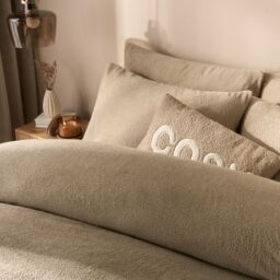 OHS Thermal Soft Teddy Fleece Duvet Cover Bedding Set in Stone - Size: Single - thumbnail 2