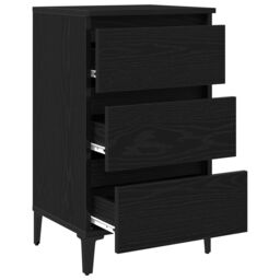Berkfield Home Bedside Cabinet with Metal Leg Black Oak 40x35x69 cm - Size: 40 x 35 x 69 cm - thumbnail 5