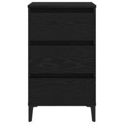Berkfield Home Bedside Cabinet with Metal Leg Black Oak 40x35x69 cm - Size: 40 x 35 x 69 cm - thumbnail 6