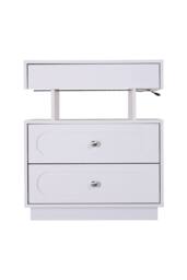 Living and Home Modern 3-Drawer Bedside Table with RGB Lighting in White - thumbnail 8