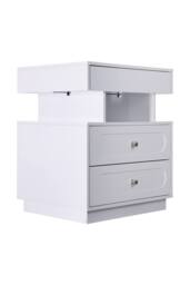 Living and Home Modern 3-Drawer Bedside Table with RGB Lighting in White - thumbnail 7