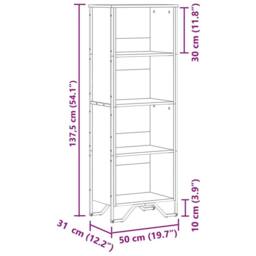 Berkfield Home Modern Bookcase Grey Sonoma 50x31x137.5 cm Engineered Wood - thumbnail 9