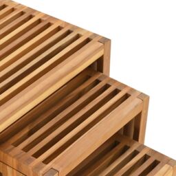 Berkfield Home Garden Nest of Side Tables 3 pcs Solid Wood Teak in Brown - thumbnail 8