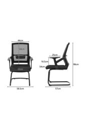 Living and Home Mesh Office Chair with Armrests & Lumbar Support in Black - thumbnail 8