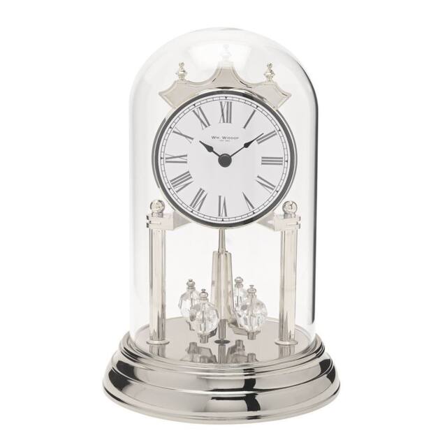 WILLIAM WIDDOP Rotating Pendulum Anniversary Clock Silver - image 1