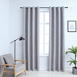 Berkfield Home Blackout Curtains with Metal Rings 2 pcs Grey 140x225 cm