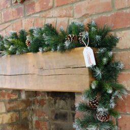 Samuel Alexander 270cm x 25cm Frosted Glacier Christmas Garland with Pine Cones in Green - Size: 270 cm x 25 cm
