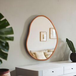 FURNOS 56CM Irregular Wooden Wall Mirror For Bedroom Living Room in Brown - thumbnail 2