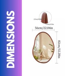 FURNOS 56CM Irregular Wooden Wall Mirror For Bedroom Living Room in Brown - thumbnail 6