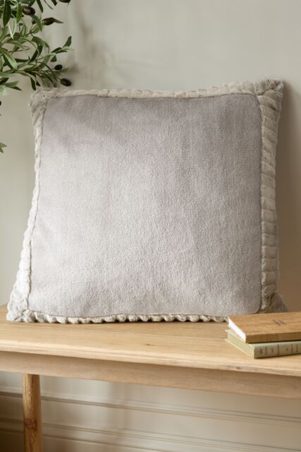 Catherine Lansfield 'Velvet & Faux Fur' 55x55cm Cushion in Natural - Size: 55 cm x 55 cm - image 1