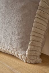 Catherine Lansfield 'Velvet & Faux Fur' 55x55cm Cushion in Natural - Size: 55 cm x 55 cm - thumbnail 2