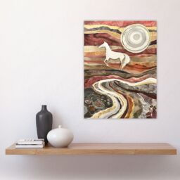 "Artery8 Wild Horse Abstract Camargue Sun Watercolour Wall Art Print in Brown - Size: W18"" x H24""" - thumbnail 4