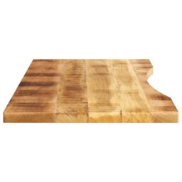 Berkfield Home Desk Top with Curve 160x50x2.5 cm Solid Wood Rough Mango in Brown - thumbnail 4