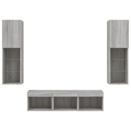 Berkfield Home 5 Piece TV Wall Units with LED Grey Sonoma Engineered Wood - thumbnail 7