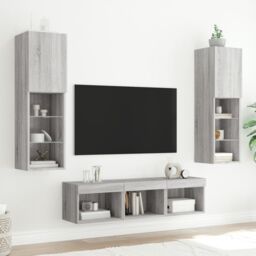 Berkfield Home 5 Piece TV Wall Units with LED Grey Sonoma Engineered Wood - thumbnail 3