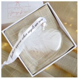 Amaya Rose Ltd In Memory of PLAIN Feather Heart Bauble Gift Boxed in Clear - thumbnail 5