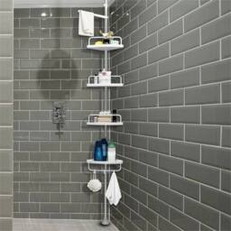 SPETLEK White Adjustable Corner Bathroom Shelf Shower Caddy - thumbnail 5