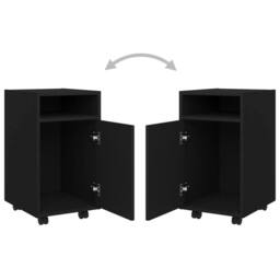 Berkfield Home Side Cabinet with Wheels Black 33x38x60 cm Engineered Wood - Size: 33 x 38 x 60 cm - thumbnail 7