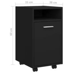 Berkfield Home Side Cabinet with Wheels Black 33x38x60 cm Engineered Wood - Size: 33 x 38 x 60 cm - thumbnail 8