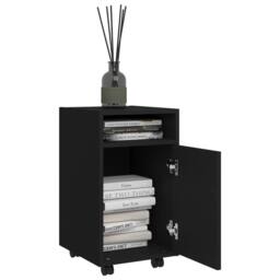 Berkfield Home Side Cabinet with Wheels Black 33x38x60 cm Engineered Wood - Size: 33 x 38 x 60 cm - thumbnail 1