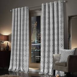 New Edge Blinds Luxe Geo Velvet Eyelet Curtains in Grey - Size: 167 cm width x 137 cm drop - thumbnail 2