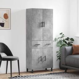 Berkfield Home Highboard Concrete Grey 69.5x34x180 cm Engineered Wood - thumbnail 2