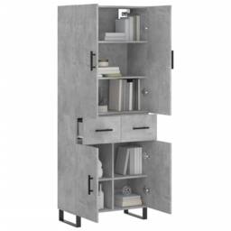 Berkfield Home Highboard Concrete Grey 69.5x34x180 cm Engineered Wood - thumbnail 1