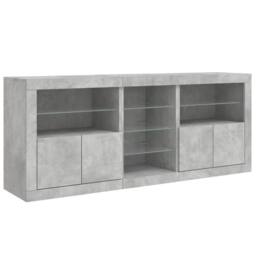 Berkfield Home Sideboard with LED Lights Concrete Grey 162x37x67 cm - Size: 162 x 37 x 67 cm - thumbnail 6