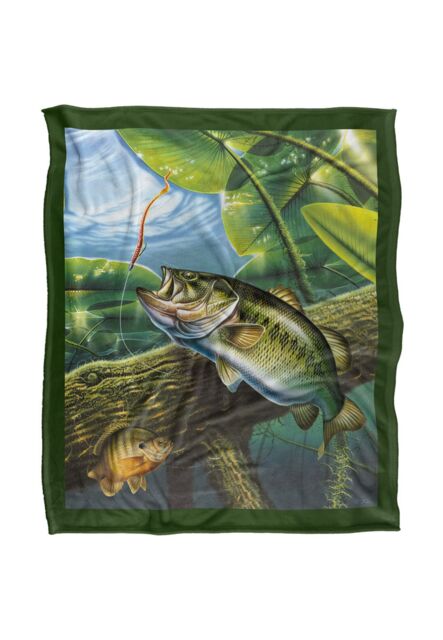 JQ Licensing Fooled Bass Fishing Silky Touch Super Soft Throw Blanket 152 X 127 cm in White - image 1