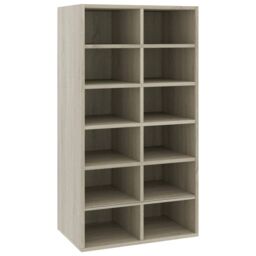 Berkfield Home Shoe Rack Sonoma Oak 54x34x100.5 cm Engineered Wood in Brown - thumbnail 2