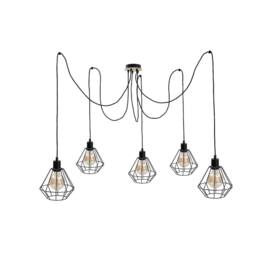 Netlighting Atwood Cluster Pendant Ceiling Light Black Wood 5x E27