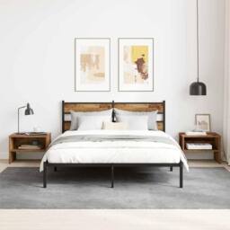Berkfield Home Decorative Bedside Cabinet 2 pcs Old wood 40 x 30 x 30 cm Enginee in Brown - thumbnail 4