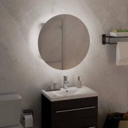 Berkfield Home Beautiful Bathroom Cabinet with Round Mirror&LED White 40x40x17.5 cm