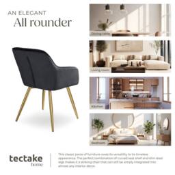 tectake Accent Chair Marilyn Set Of 2 - Black/Gold in Black - Size: 2 Pack - thumbnail 7
