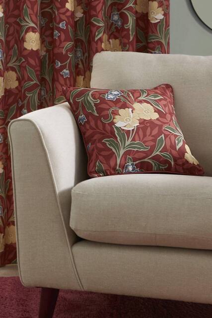 Dreams & Drapes 'Sandringham' 100% Cotton Filled Cushion in Red - Size: 43 cm x 43 cm - image 1