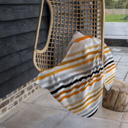 Benjamin Tate Design Striped Pattern Orange Black Gray Beige & Brown Blanket in Natural - Size: 120 cm x 150 cm - thumbnail 4