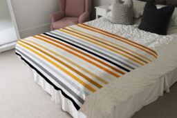 Benjamin Tate Design Striped Pattern Orange Black Gray Beige & Brown Blanket in Natural - Size: 120 cm x 150 cm - thumbnail 3