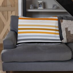 Benjamin Tate Design Striped Pattern Orange Black Gray Beige & Brown Blanket in Natural - Size: 120 cm x 150 cm - thumbnail 2