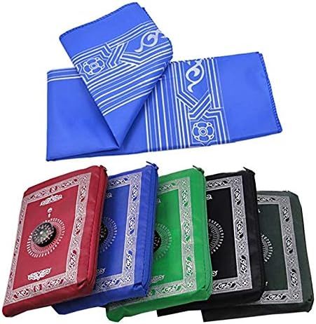 KAV Waterproof Pocket Prayer Mat with Compass - Ideal Travel Prayer Rug for Muslims in Blue - Size: 110 cm x 60 cm - image 1