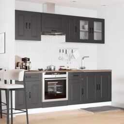 Berkfield Home 8 Piece Kitchen Cabinet Set Kalmar Black Engineered Wood - thumbnail 3