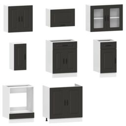 Berkfield Home 8 Piece Kitchen Cabinet Set Kalmar Black Engineered Wood - thumbnail 4