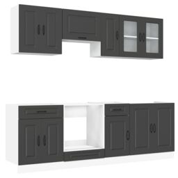 Berkfield Home 8 Piece Kitchen Cabinet Set Kalmar Black Engineered Wood - thumbnail 2