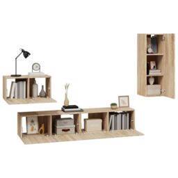 Berkfield Home 4 Piece TV Cabinet Set Sonoma Oak Engineered Wood in Brown - thumbnail 4