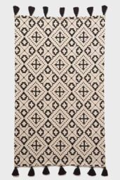 Homescapes Reva Black & White Cotton Geometric Rug - Size: 66 cm x 200 cm - thumbnail 2