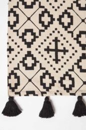 Homescapes Reva Black & White Cotton Geometric Rug - Size: 66 cm x 200 cm - thumbnail 3