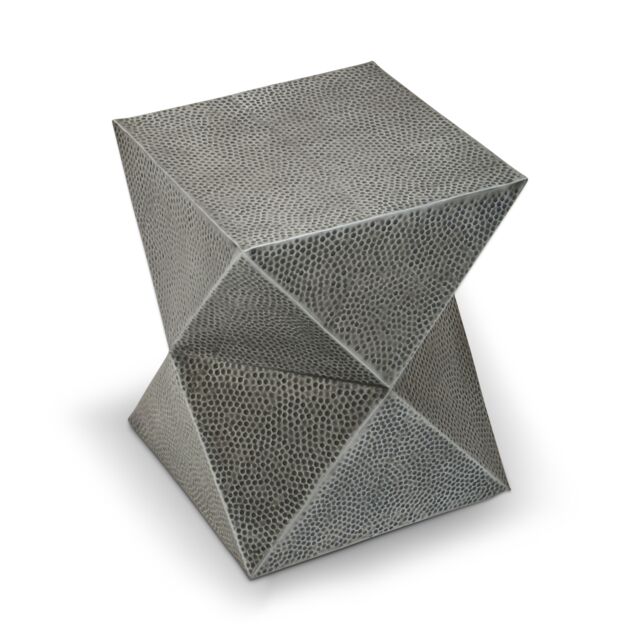 Orsina Modern Design Inverted Triangular Stool, Antique Zinc Finish Luxury Stool For Outdoor Patio, Kitchen Stool in Grey - image 1