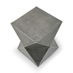 Orsina Modern Design Inverted Triangular Stool, Antique Zinc Finish Luxury Stool For Outdoor Patio, Kitchen Stool in Grey - thumbnail 3