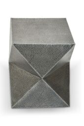 Orsina Modern Design Inverted Triangular Stool, Antique Zinc Finish Luxury Stool For Outdoor Patio, Kitchen Stool in Grey - thumbnail 4